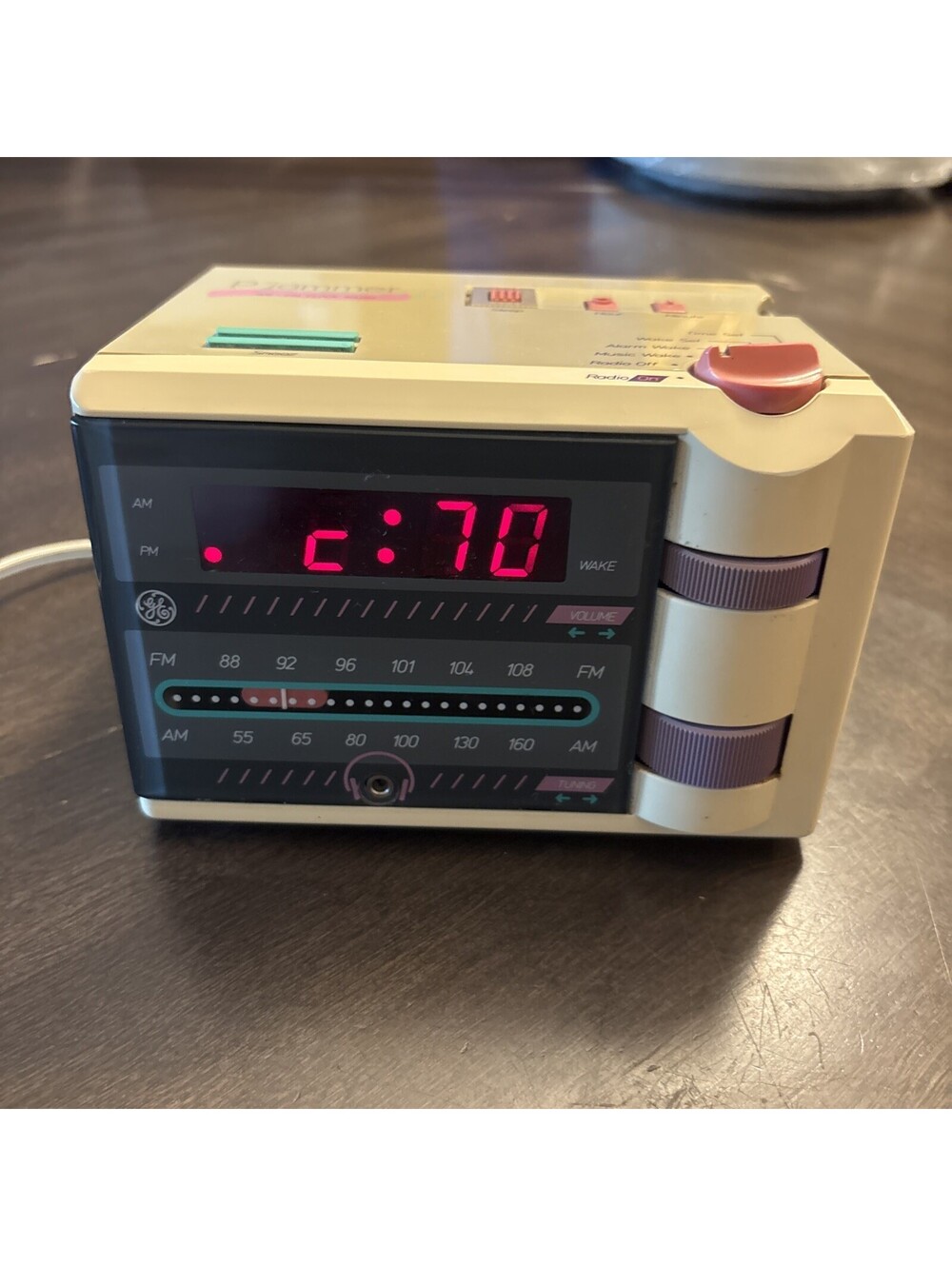 P'Jammer Alarm Clock Radio GE 7-4607WHB 1980’s Vintage Retro - Works! VTG 80s